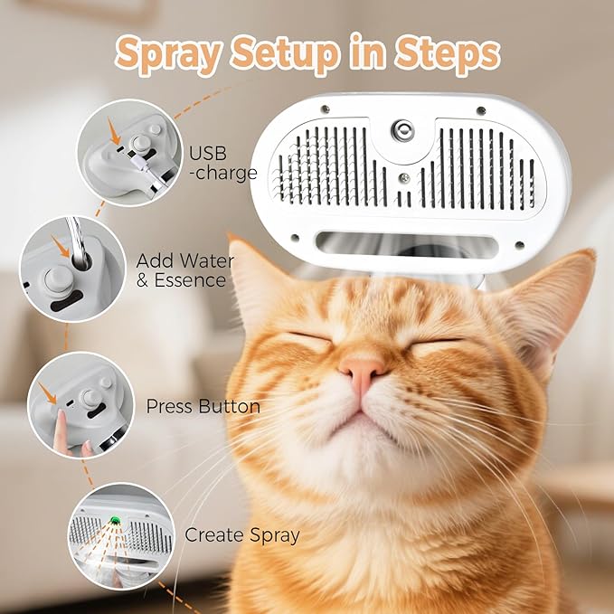 3-in-1 Pet Hair Removal Steam Brush