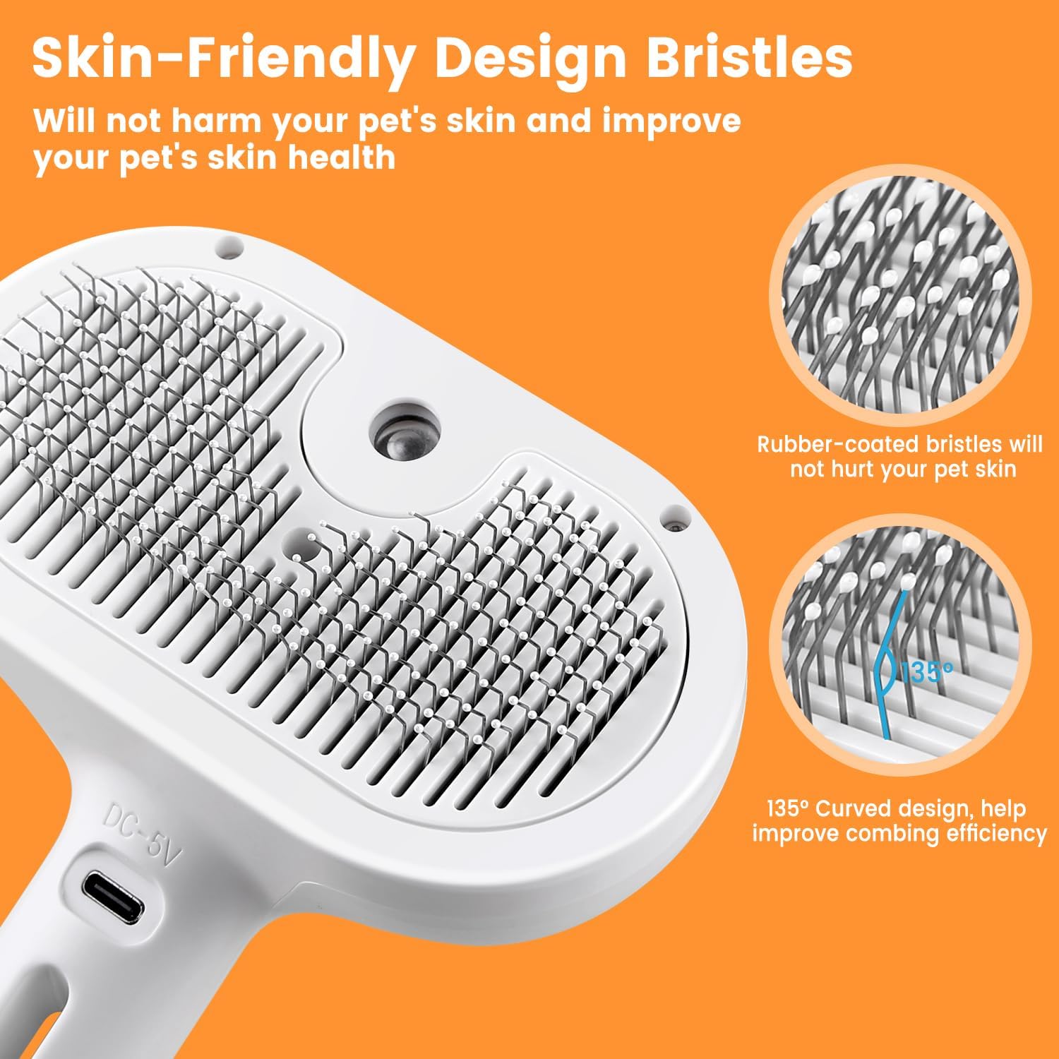 3-in-1 Pet Hair Removal Steam Brush