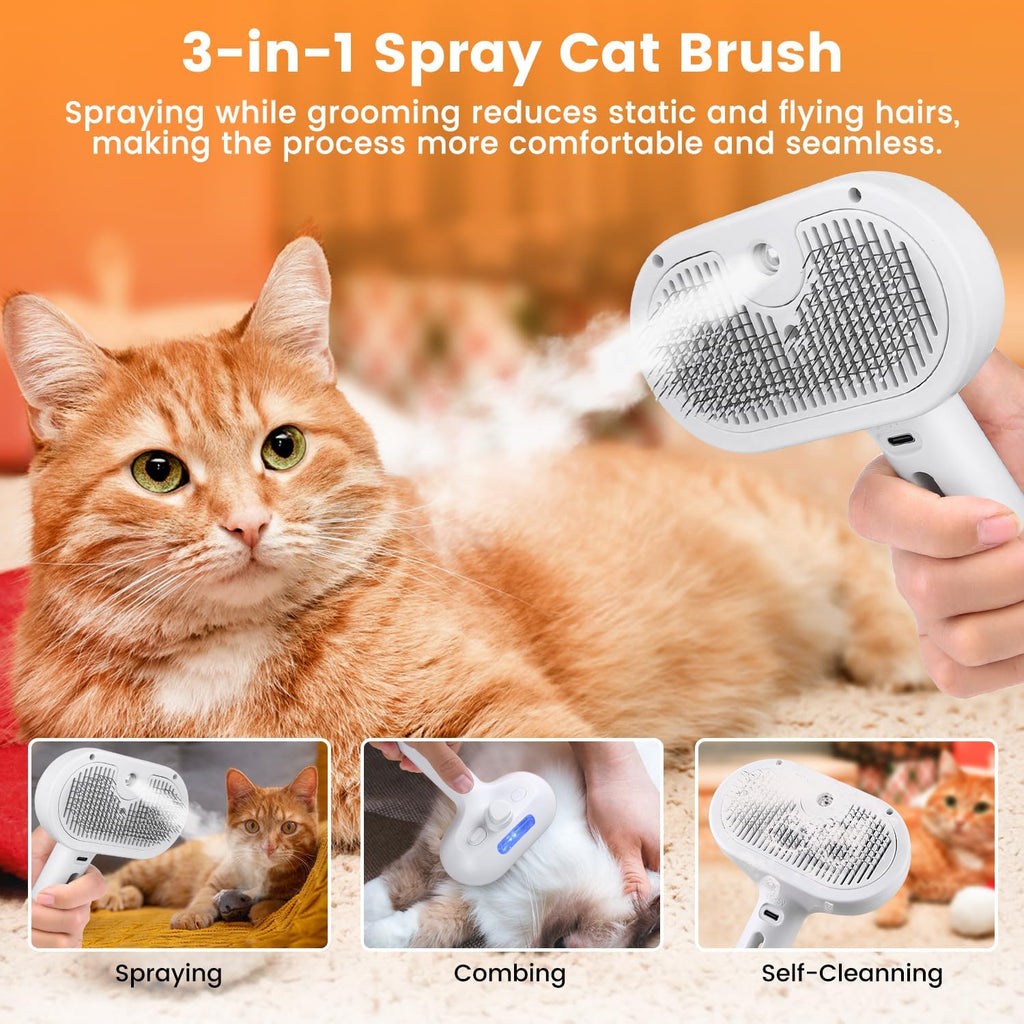 3-in-1 Pet Hair Removal Steam Brush